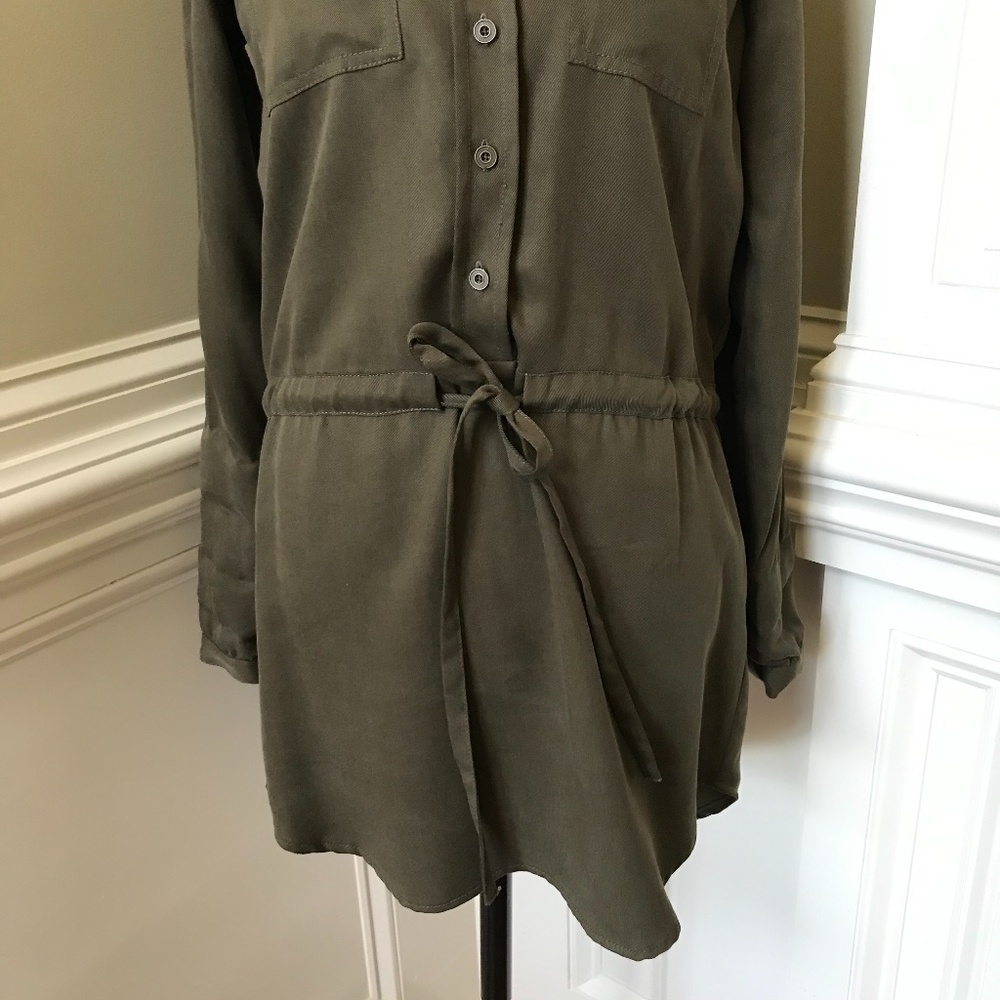 Michael Stars Shirt Dress XS Green Long Sleeve - Picture 8 of 13